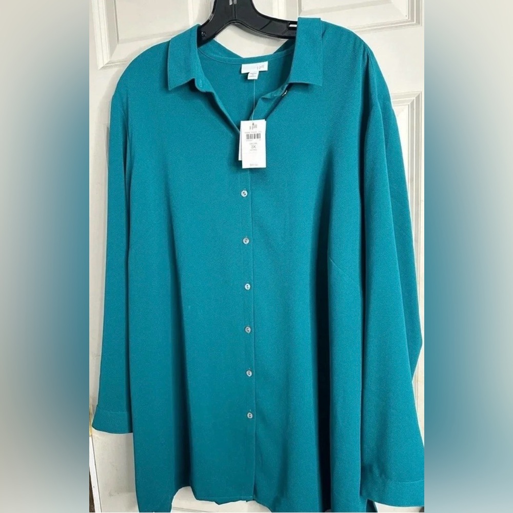 J. Jill NWT Ocean Teal Oversized Split Hem Tunic Plus Size 3X